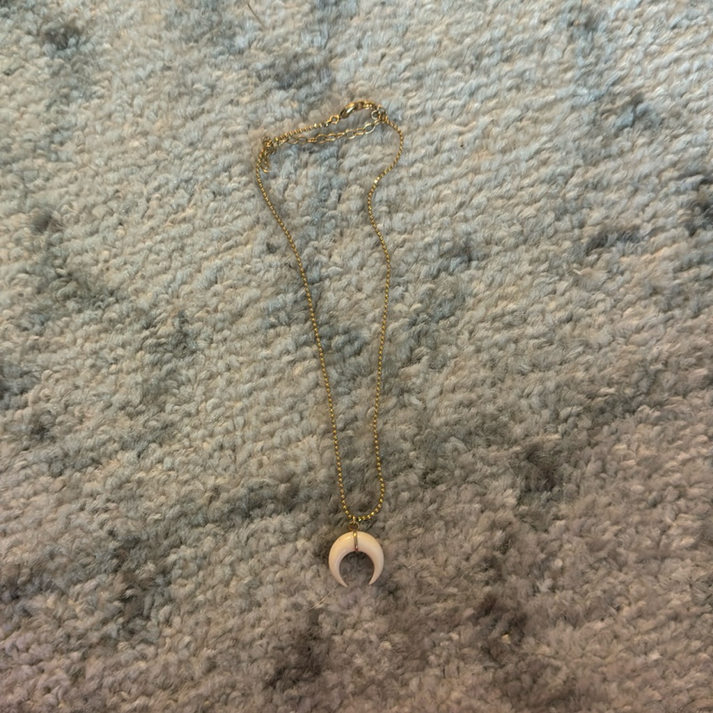 Gold And White Crescent Necklace